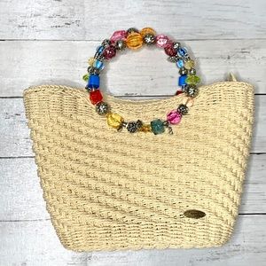 Woven Straw Purse Arm Bag Zippered